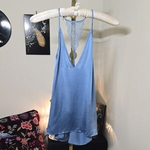 Cami NYC Blue 100% Silk Halter Top